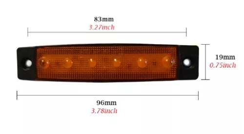 25194 6LED-es szélességjelző - E-jel -12-24V sárga-fehér-piros