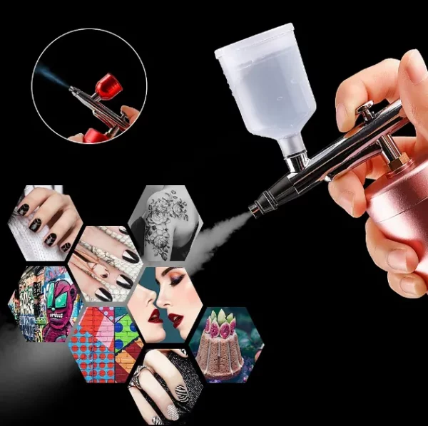 Többfunkciós airbrush légkefe szórópisztoly kompresszor készlet smink- és körömdizájn arc gőzölő művészi festéshez torta spray - Image 4