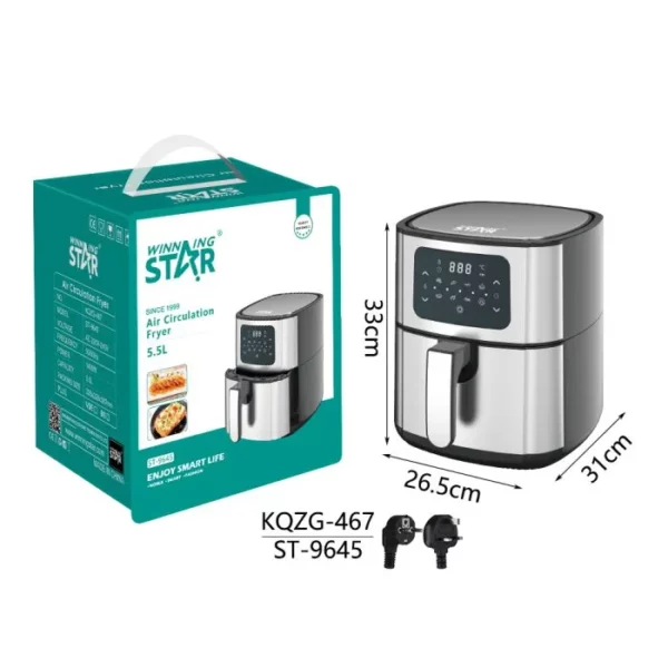 Winning star air fryer olaj nélküli sütő 5.5 L 1400 W ST-9645 - Image 2