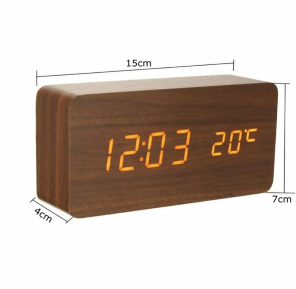 Fa design asztali óra LED kijelzővel ébresztő funkcióval - Image 10