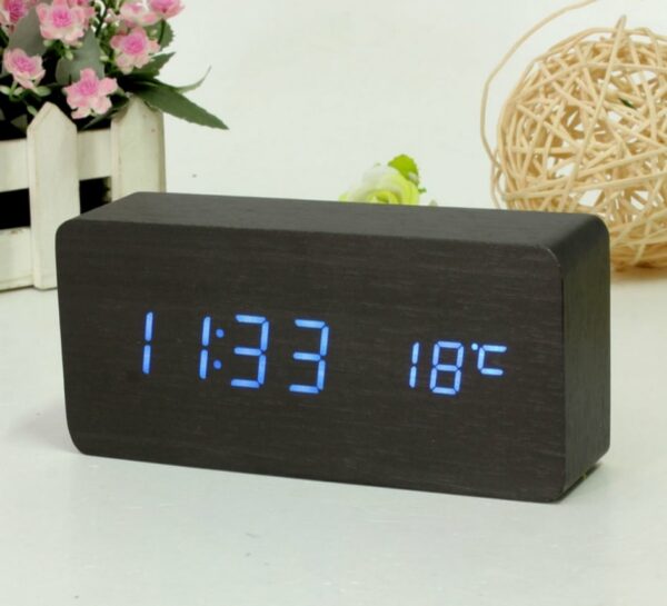 Fa design asztali óra LED kijelzővel ébresztő funkcióval - Image 6