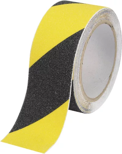 Jelző - csúszásgátló szalag fekete-sárga 45m*5cm