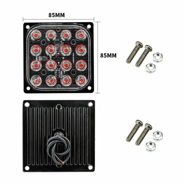 16 LED-es beépíthető sárga villogó modul stroboszkóp 12-24V
