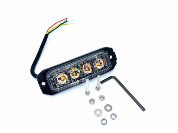 Sárga stroboszkóp figyelmeztető jelzőfény 4 LED-es 12-24V - Image 2