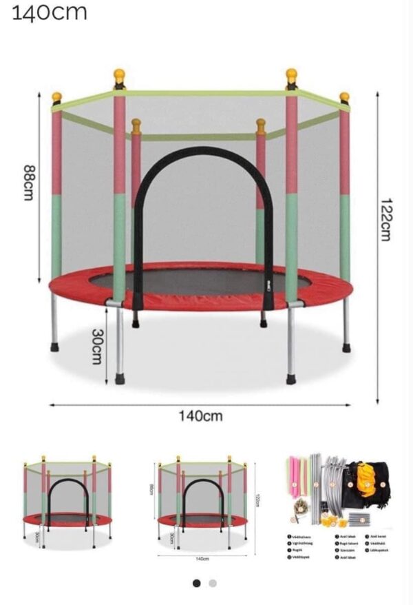 Gyermek trambulin védőhálóval 140 cm - Image 2