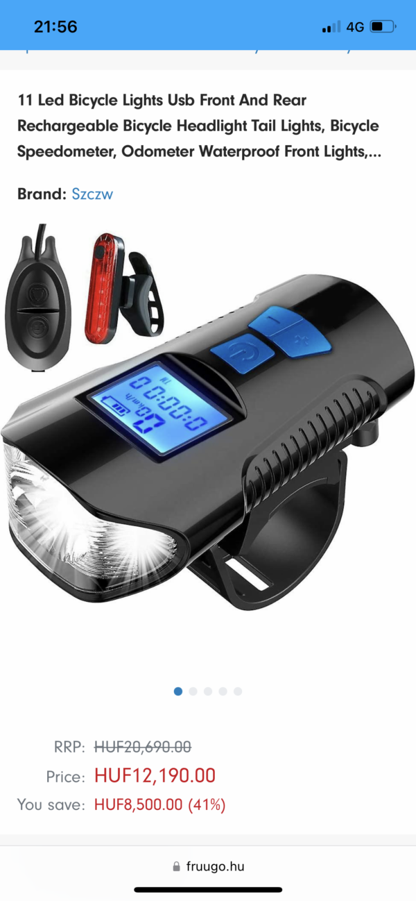 USB-s tölthető biciklis LED lámpa és kürt - Image 6