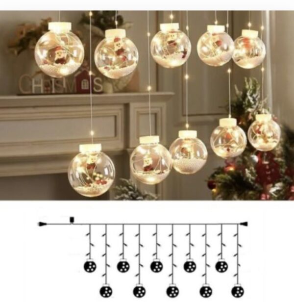 Karácsonyi LED hógömb fényfüzér Mikulás figurákkal 3 m melegfehér - Image 6