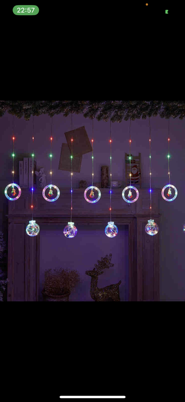 Karácsonyi színes LED hógömb fényfüzér Mikulás figurákkal 3 m - Image 6