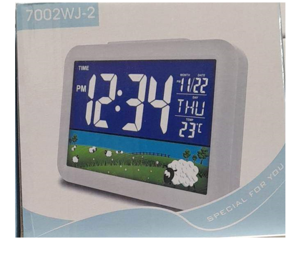 LCD kijelzős LED digitális ébresztő óra 7002WJ-2 fehér - Image 2