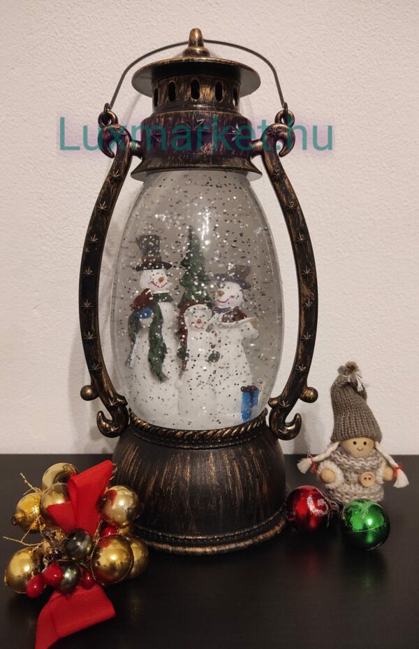 Karácsonyi LED lámpás zenél világít hóesést imitál 27 cm hóemberek motívummal - Image 4
