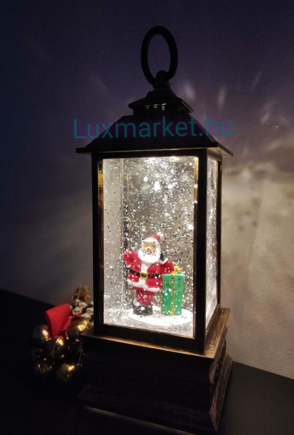 Karácsonyi LED lámpás zenél világít hóesést imitál 23 cm mikulás motívummal - Image 2