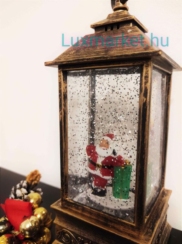 Karácsonyi LED lámpás zenél világít hóesést imitál 23 cm mikulás motívummal - Image 7