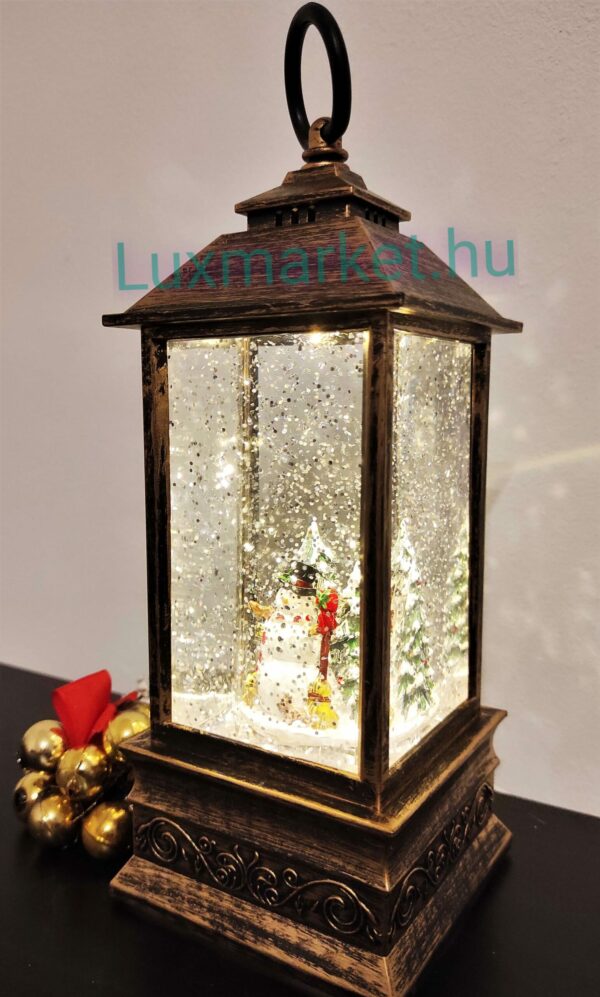 Karácsonyi LED lámpás zenél világít hóesést imitál 23 cm hóember motívummal - Image 2