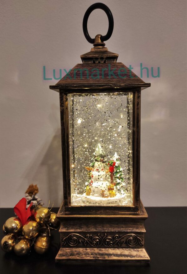 Karácsonyi LED lámpás zenél világít hóesést imitál 23 cm hóember motívummal - Image 3