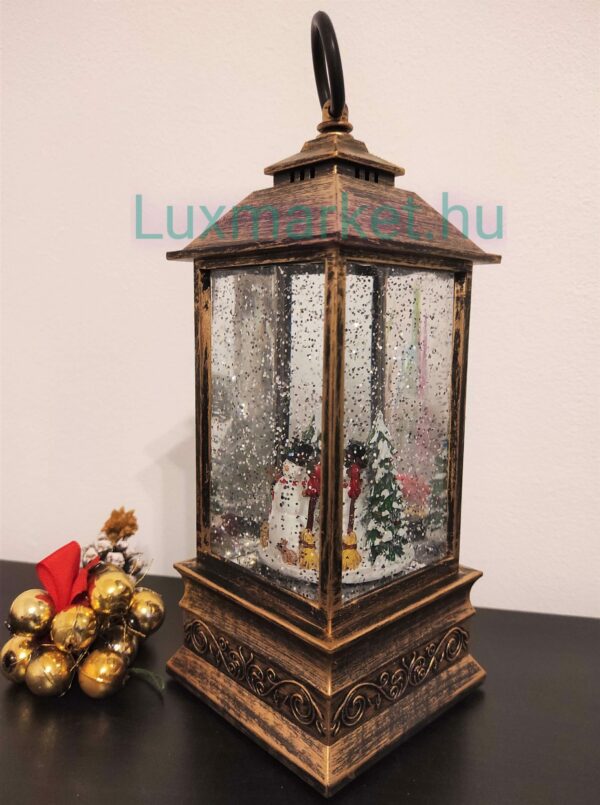 Karácsonyi LED lámpás zenél világít hóesést imitál 23 cm hóember motívummal - Image 5
