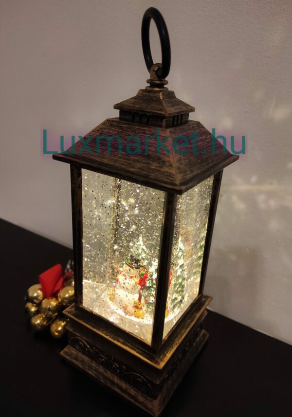 Karácsonyi LED lámpás zenél világít hóesést imitál 23 cm hóember motívummal - Image 6