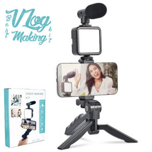 Vlogging készlet videózáshoz állvánnyal mikrofonnal LED panellel