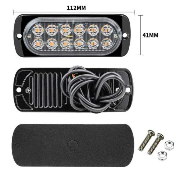 12 LED-es beépíthető sárga villogó modul stroboszkóp 12-24V - Image 3