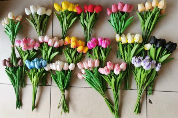 Élethű gumi tulipán tavaszi művirág dekoráció csodaszép színekben - Image 8