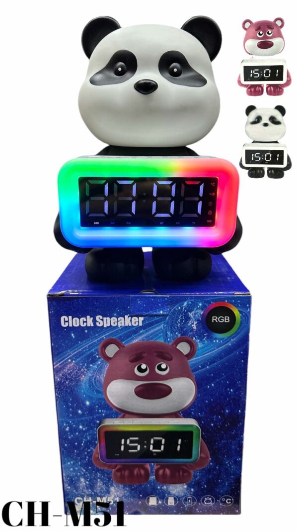Gyerek LED ébresztő óra BT hangszóró panda és medve - Image 4